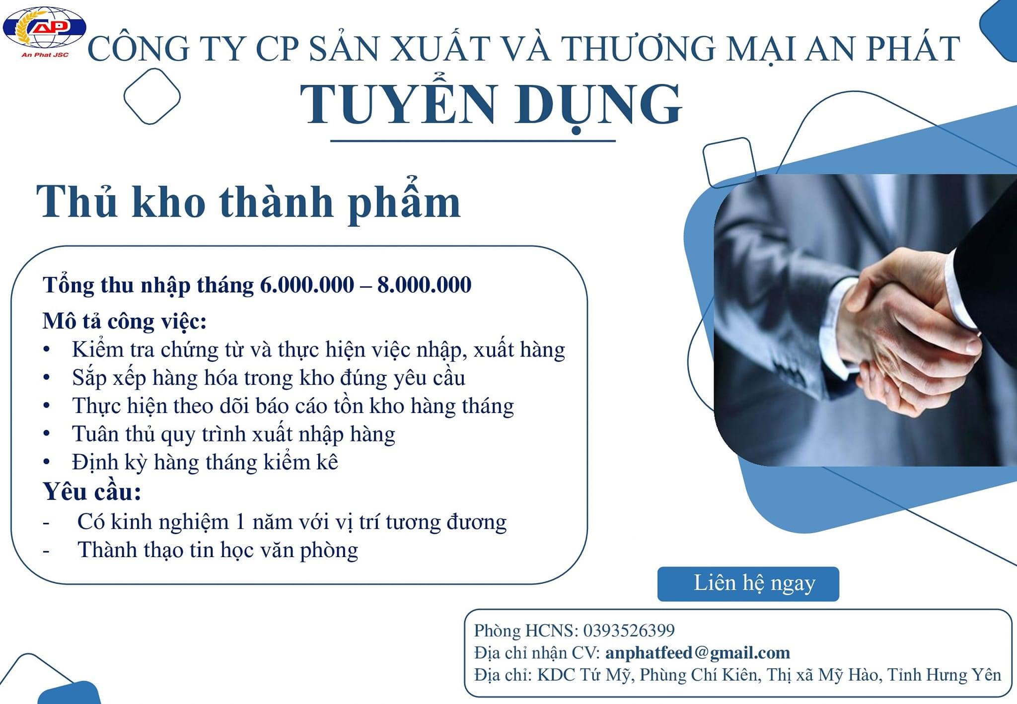 công ty cổ phần sản xuất và thương mại an phát hình ảnh tuyển dụng