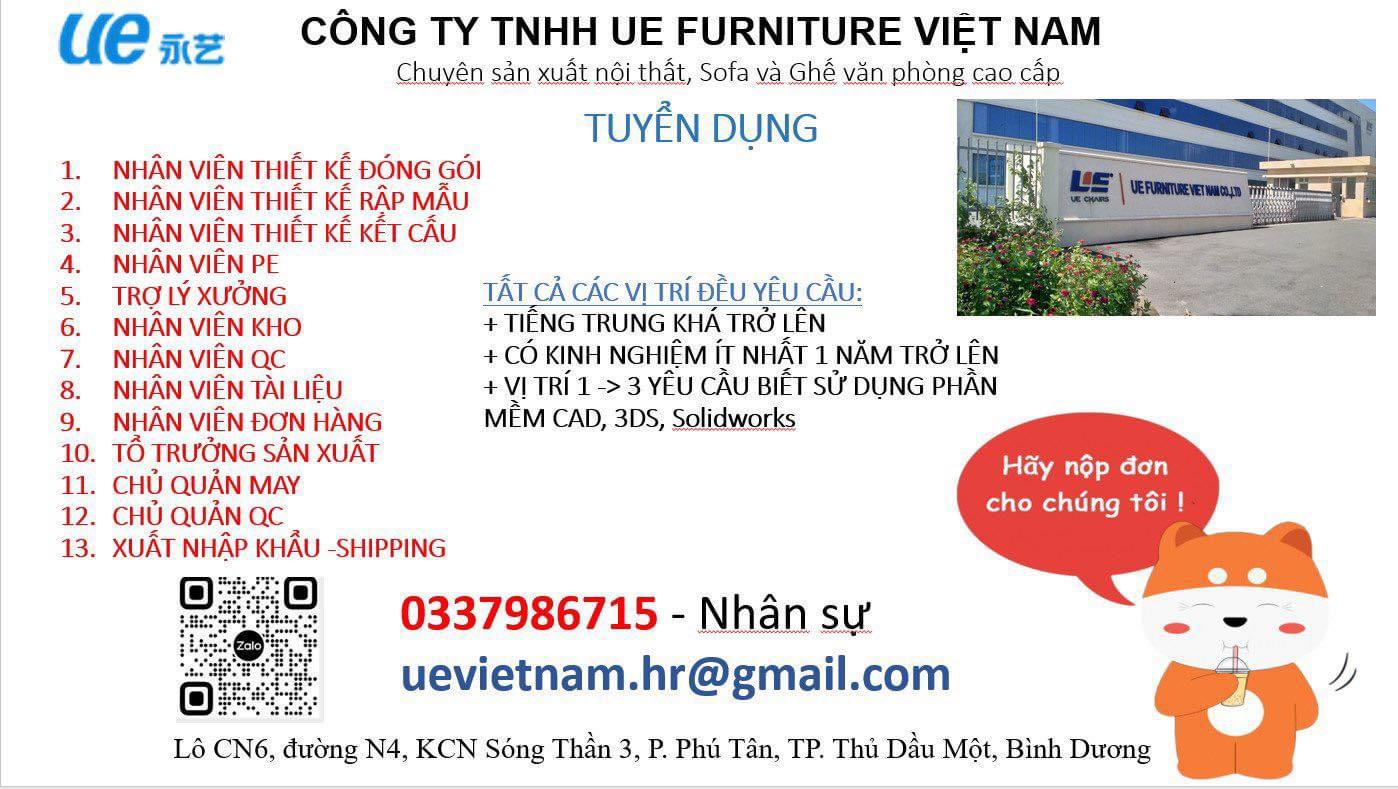 công ty TNHH ue furniture việt nam.
công ty có 100% vốn nước ngoài.
chuyên gia công hàng may mặc. image