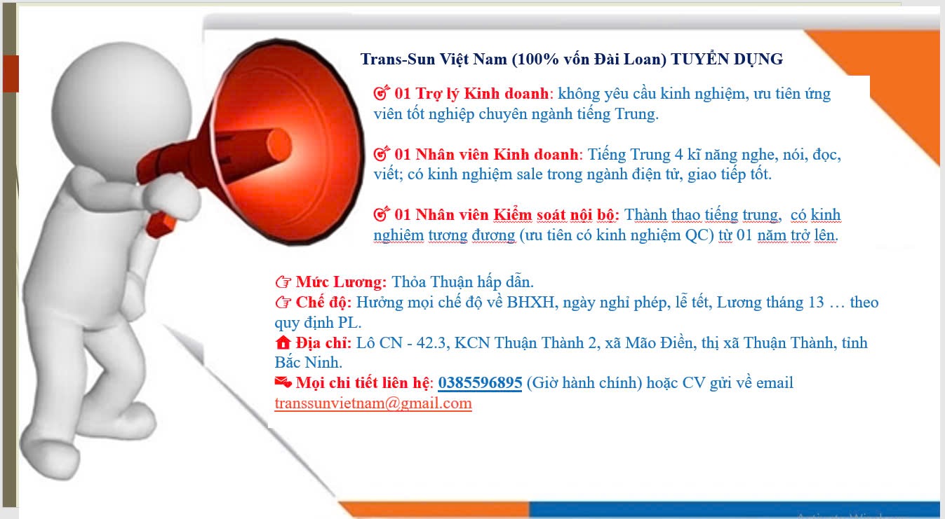 công ty TNHH công nghệ trán-sun việt nam hình ảnh tuyển dụng