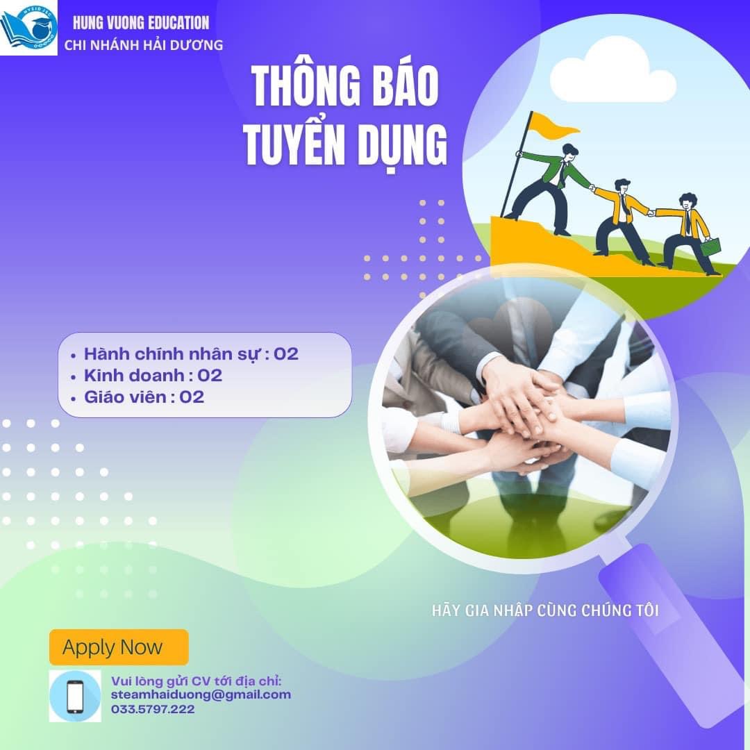 hung vuong education, chi nhánh hải dương. hình ảnh tuyển dụng