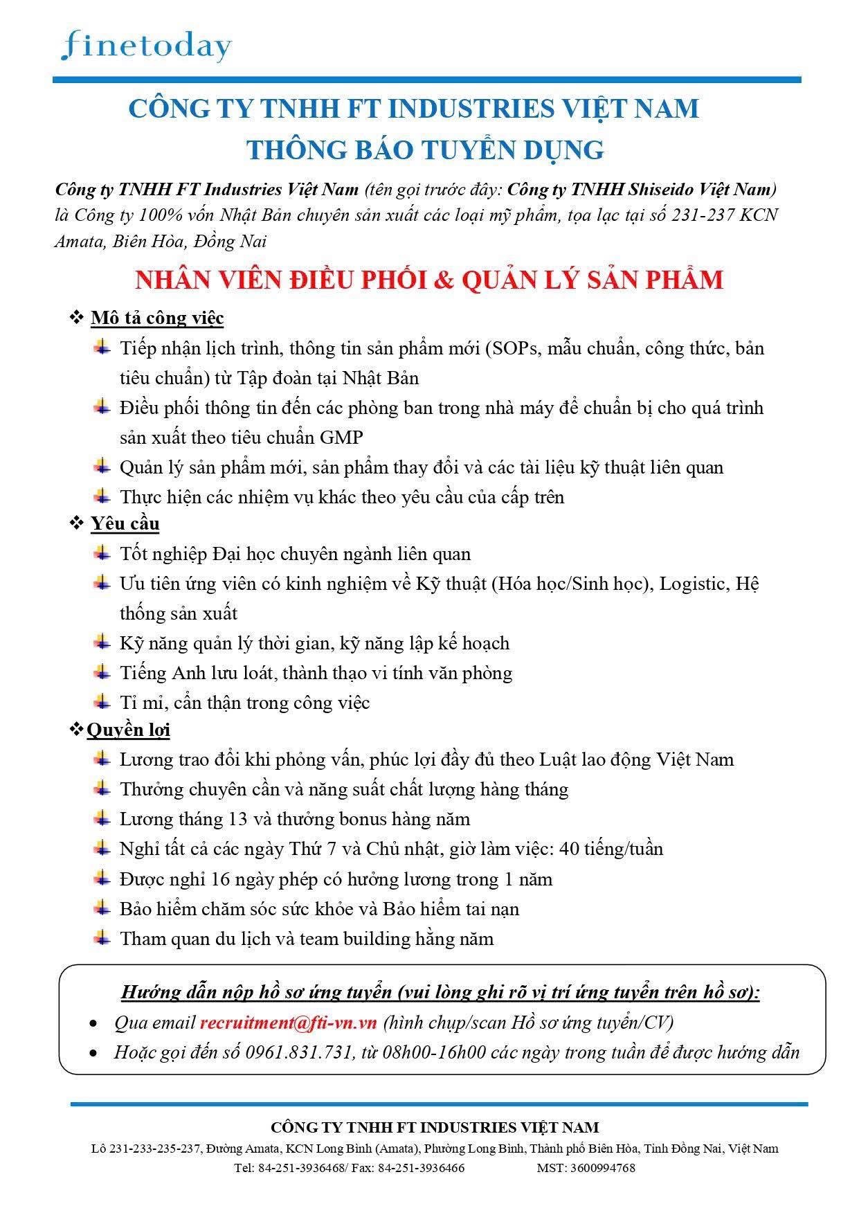 công ty TNHH ft industries việt nam
công ty có 100% vốn nhật bản.
chuyên sản xuất các loại mỹ phẩm. image
