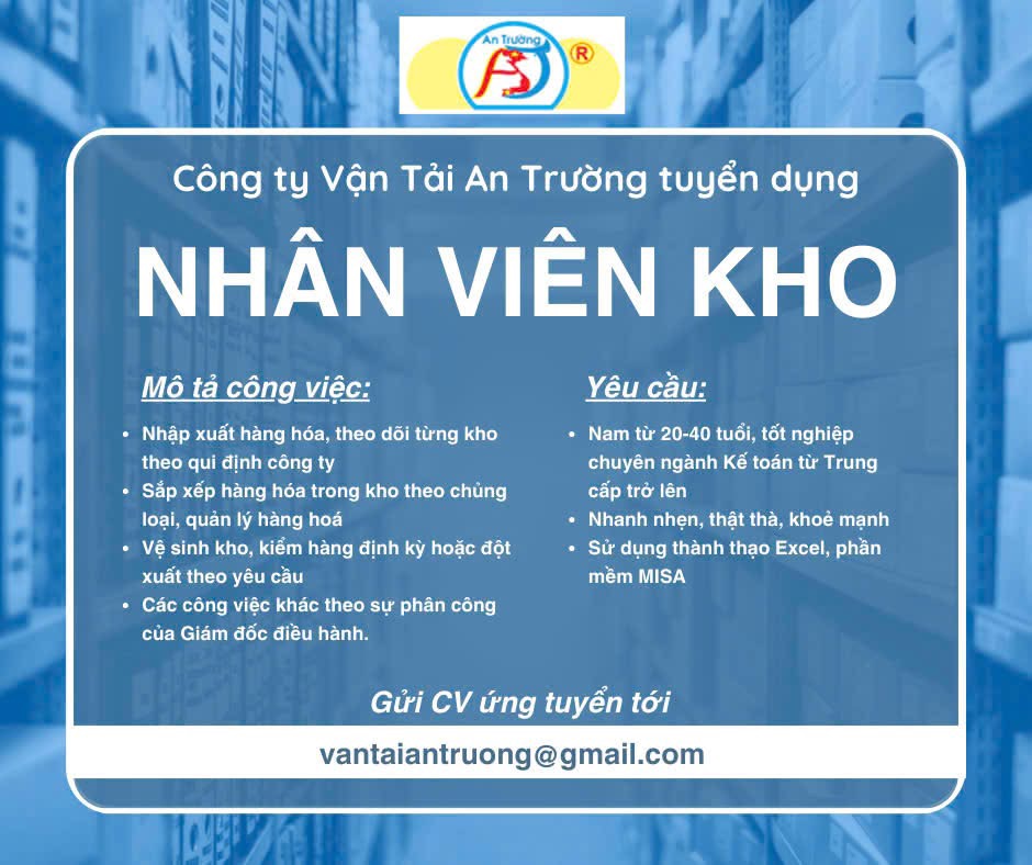 công ty TNHH giao nhận vận tải an tường
công ty chuyên vận tải hàng hoá bằng đường bộ.
 image