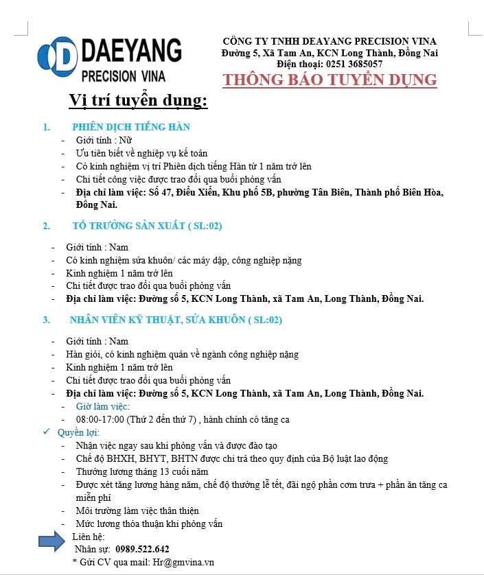 công ty TNHH deayang precision vina
công ty có 100% vốn hàn quốc.
chuyên sản xuất các đầu thép nối cọc bê tông. image