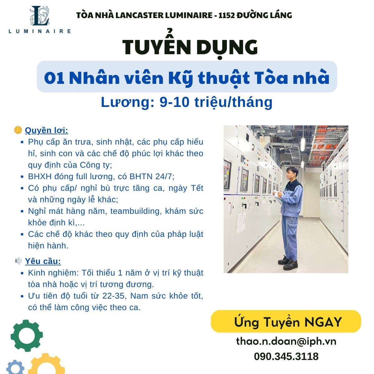 toà nhà lancaster luminaire
toàn nhà đang cho thuê căn hộ
cần tuyển nhân viên kỹ thuật toà nhà image