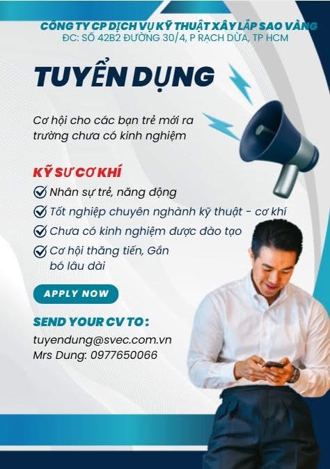 công ty cổ phần dịch vụ kỹ thuật xây lắp sao vàng hình ảnh tuyển dụng
