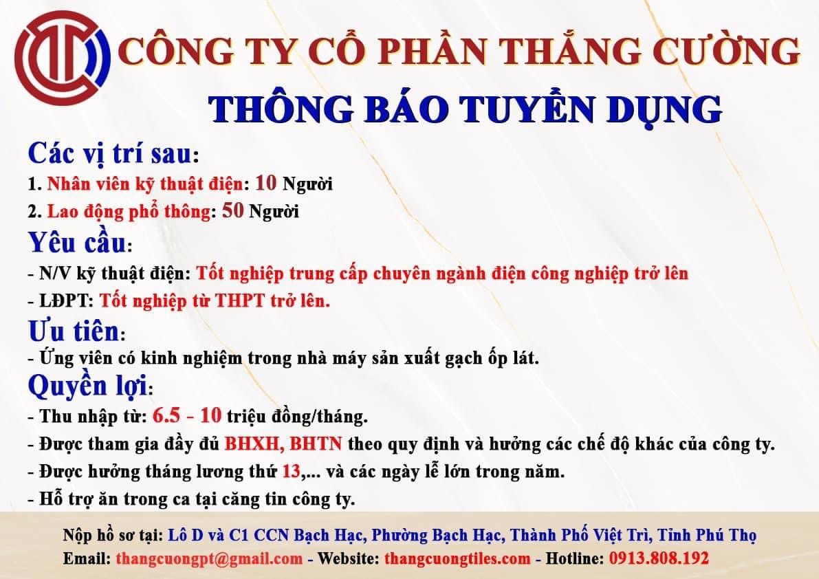 công ty cổ phần thắng cường hình ảnh tuyển dụng