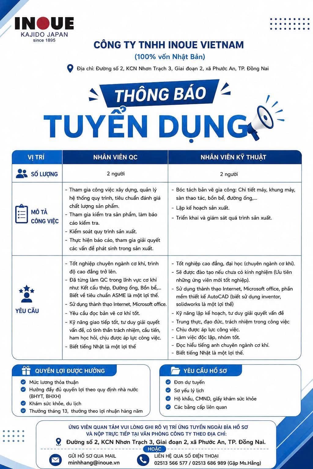 công ty TNHH inoue việt nam hình ảnh tuyển dụng