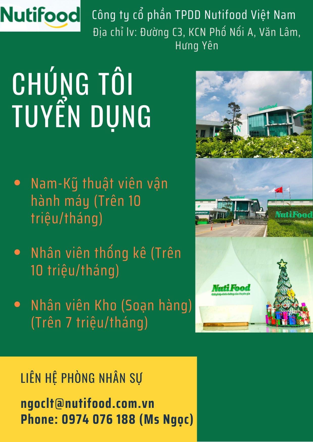 công ty cổ phần tpdd nutifood việt nam hình ảnh tuyển dụng