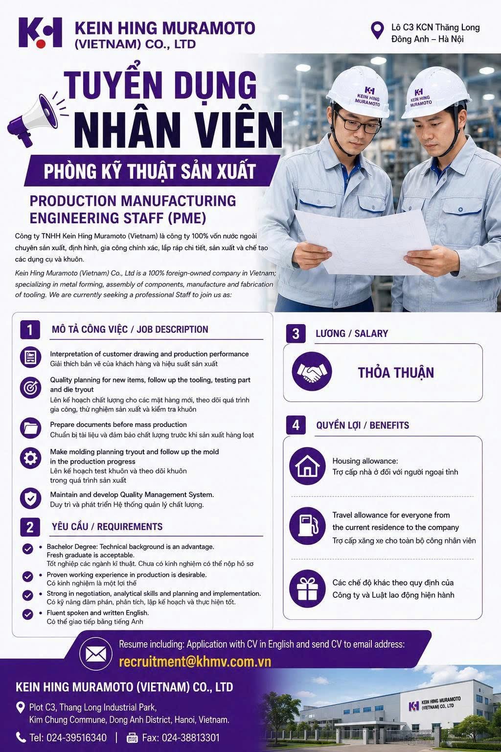 công ty TNHH kein hing muramoto việt nam
công ty có 100% vốn nhật bản
chuyên gia công cơ khí chính xác image