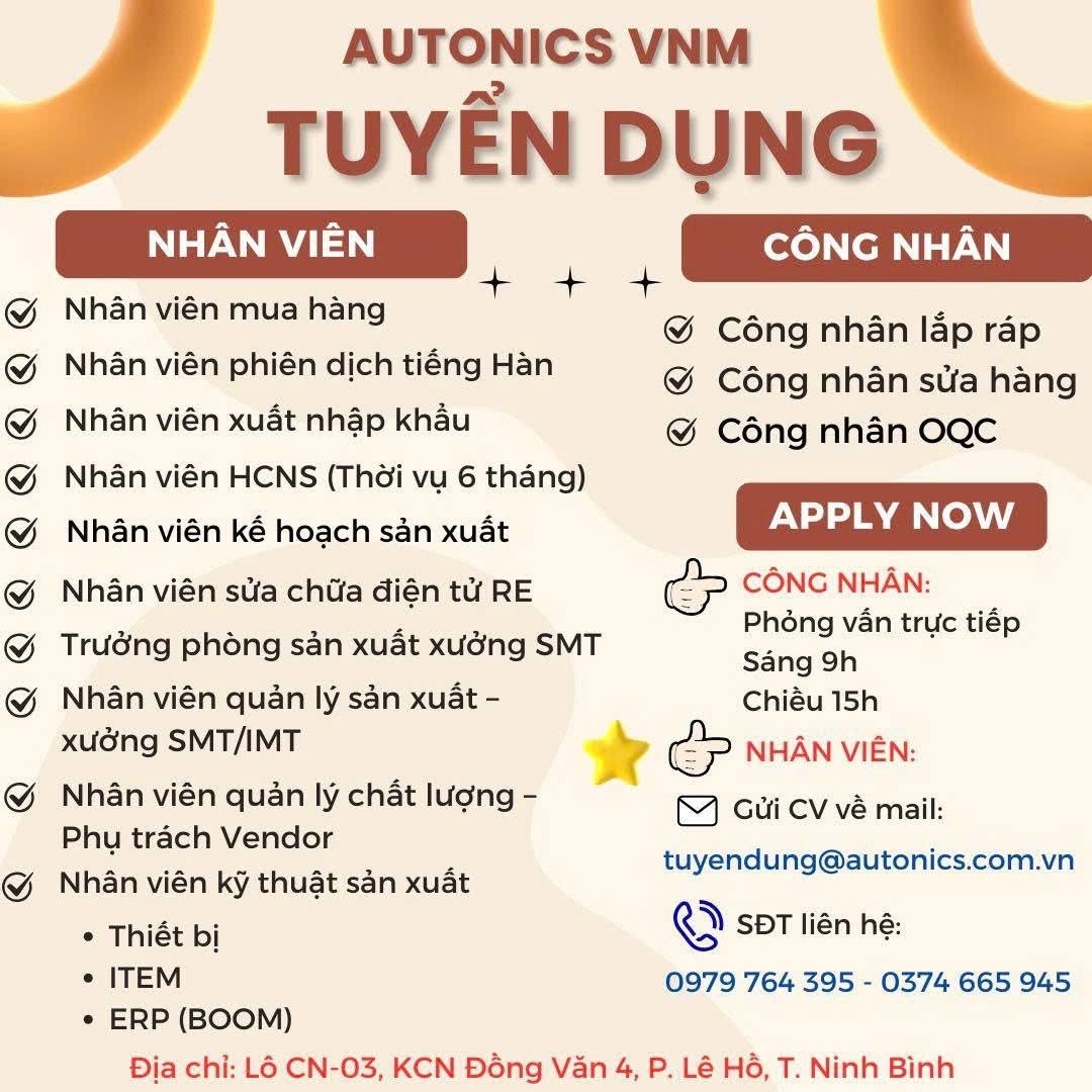 công ty TNHH autonic vnm hình ảnh tuyển dụng