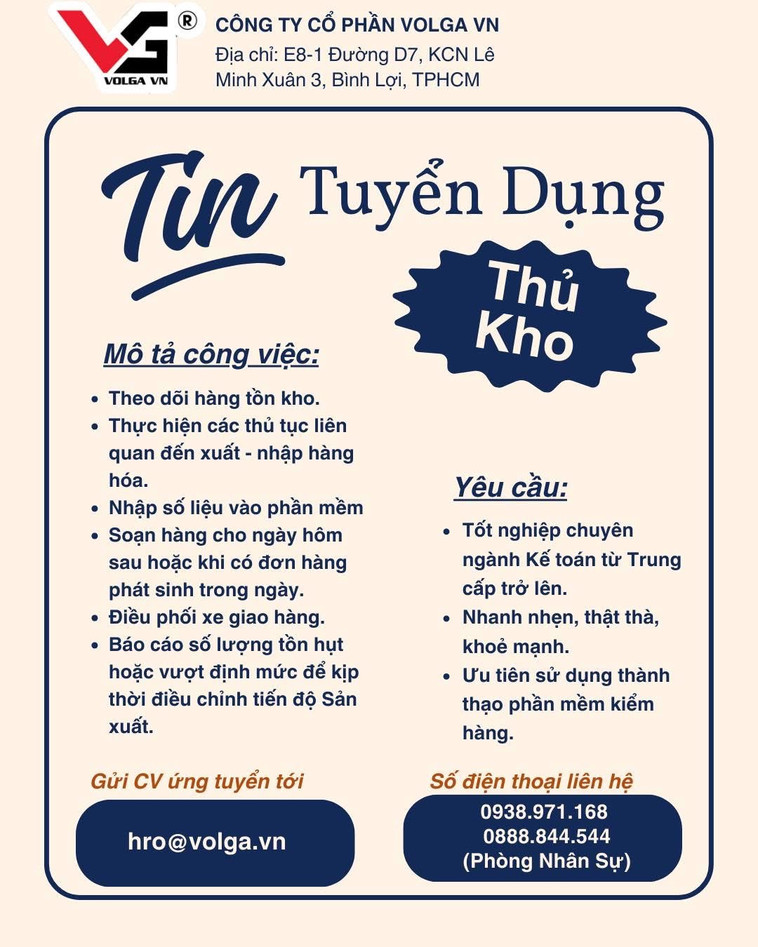 công ty cổ phần volga vn hình ảnh tuyển dụng