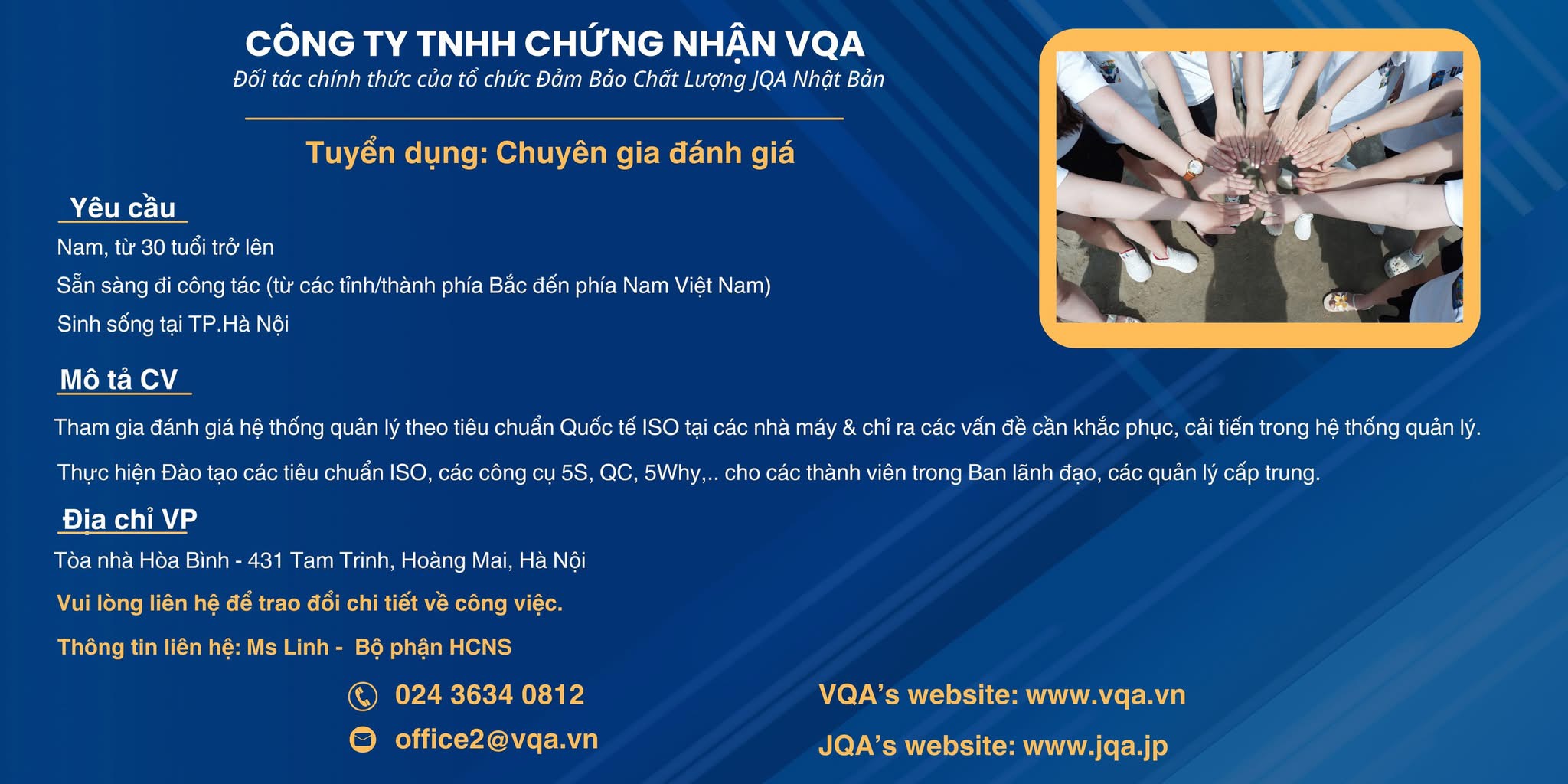 công ty TNHH chứng nhận VQA
công ty là đối tác chính của tổ chức đảm bảo chất lượng JQA image