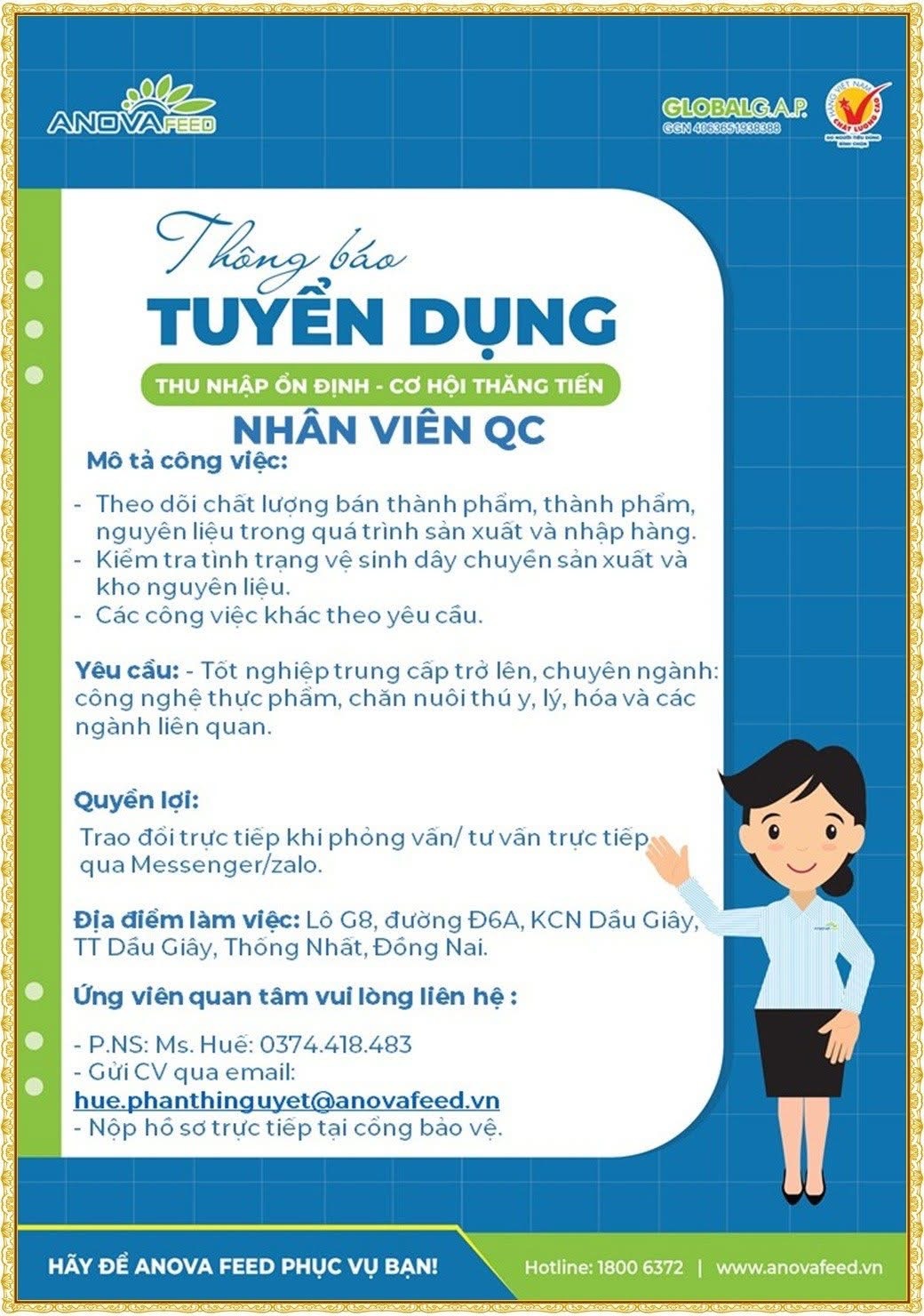 công ty TNHH anova feed hình ảnh tuyển dụng