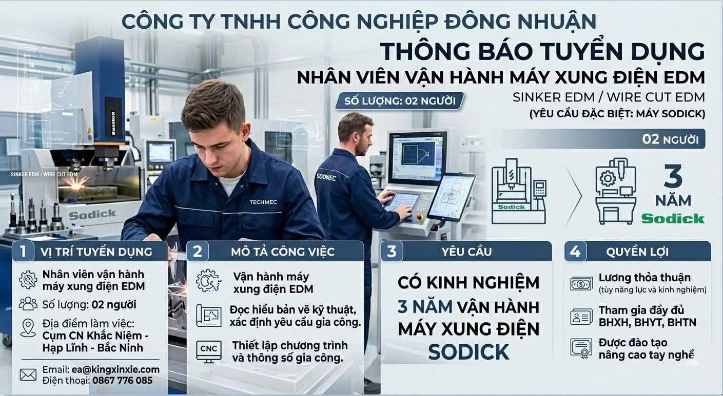 công ty TNHH công nghiệp đông nhuận hình ảnh tuyển dụng