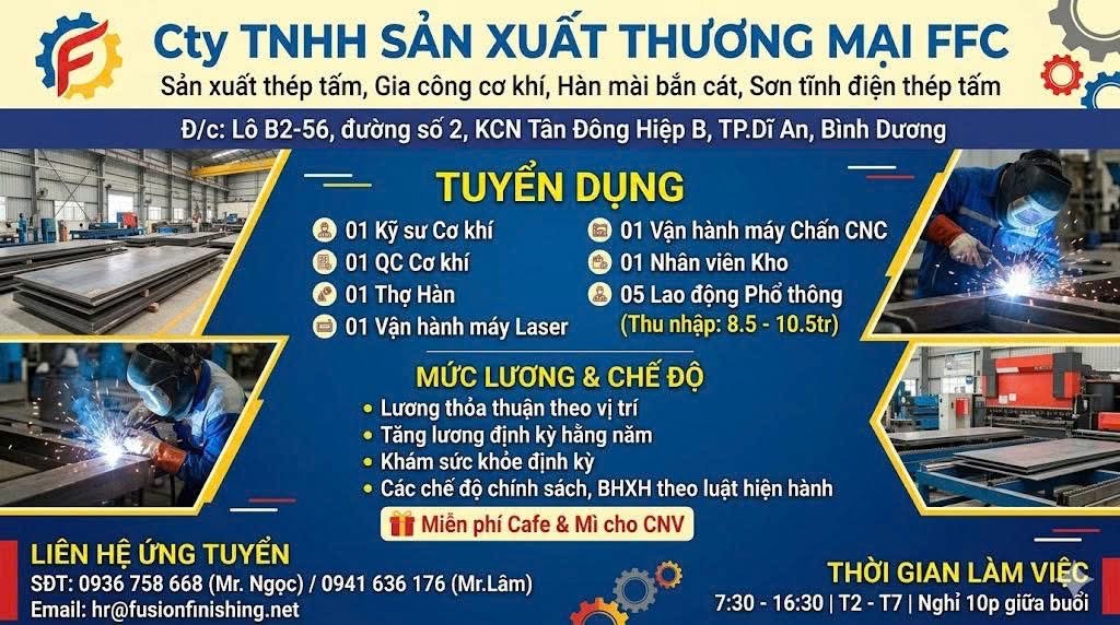 công ty TNHH sản xuất thương mại ffc
công ty chuyên gia công cơ khí, sản xuất thép tấm image