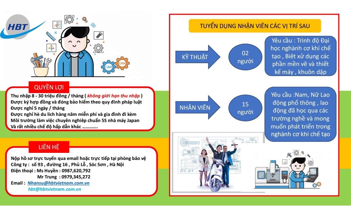 công ty cổ phần cơ khí chính xác hbt việt nam hình ảnh tuyển dụng