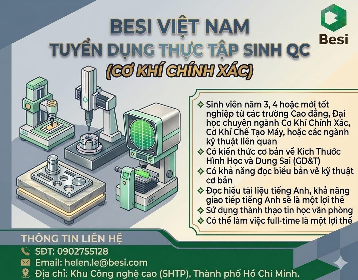 công ty TNHH besi việt nam
công ty có 100% vốn hà lan
chuyên sản xuất đống gói kiểm thử chất bán dẫn image