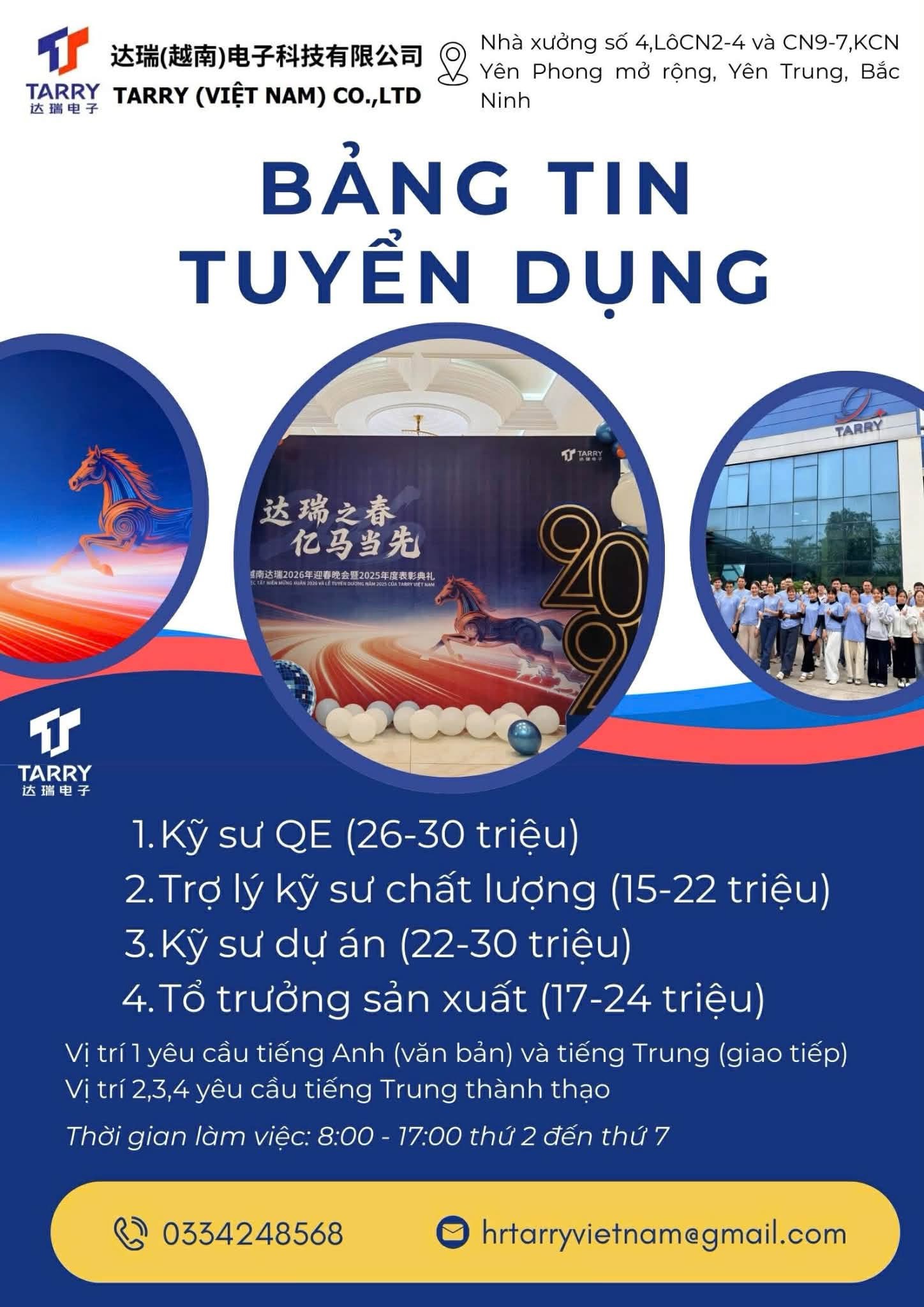 công ty TNHH công nghệ điện tử tarry việt nam hình ảnh tuyển dụng