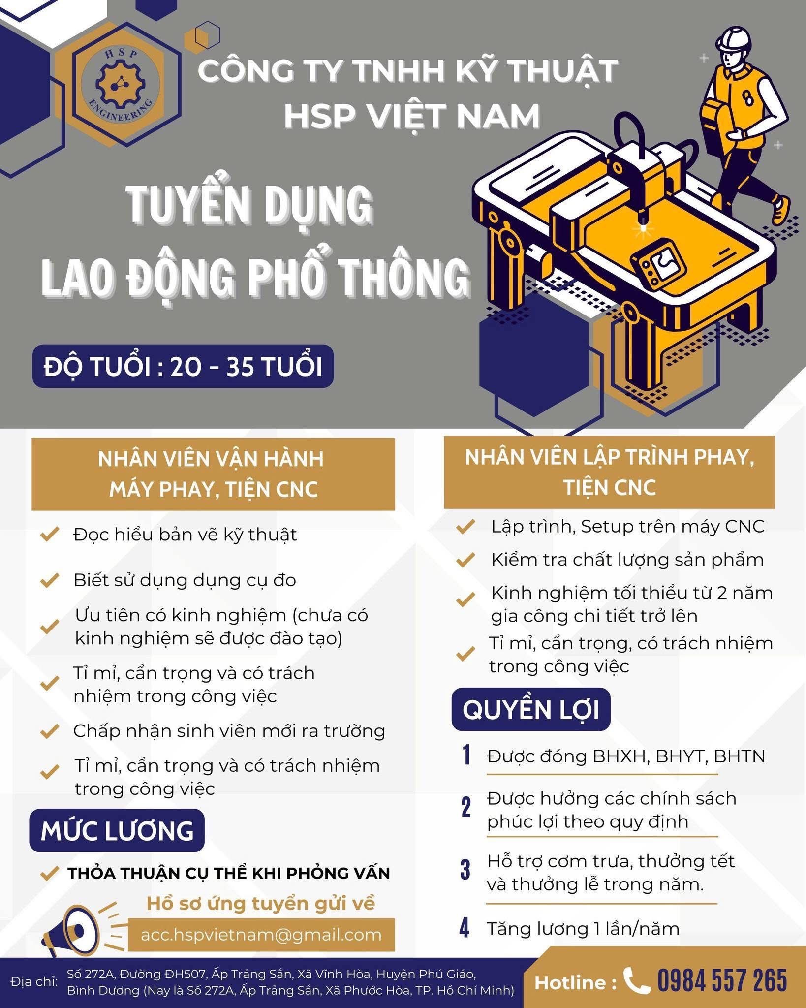 công ty TNHH kỹ thuật hsp việt nam
công ty chuyên gia công cơ khí chính xác
 image