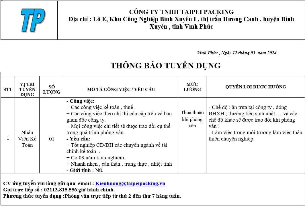 công ty TNHH taipei packing
công ty có 100% vốn nước ngoài
chuyên sản xuất các loại khay nhựa image