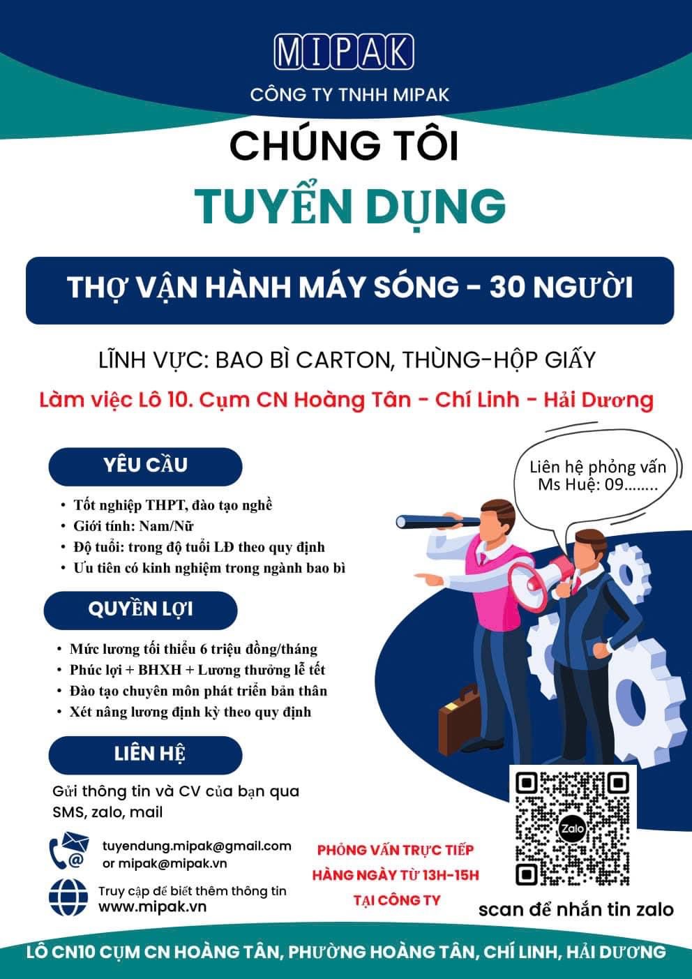 công ty TNHH mipak hình ảnh tuyển dụng