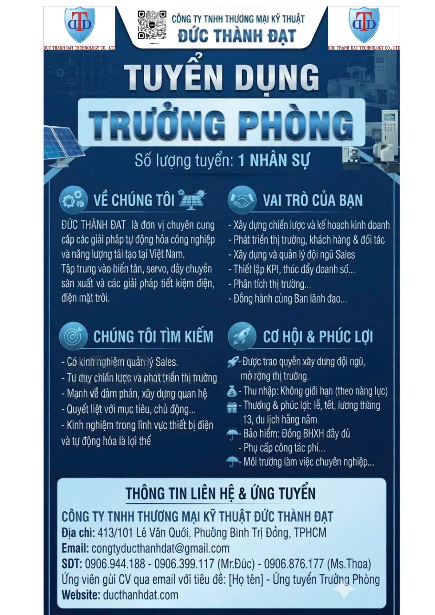 công ty TNHH thương mại kỹ thuật đức thành đạt hình ảnh tuyển dụng