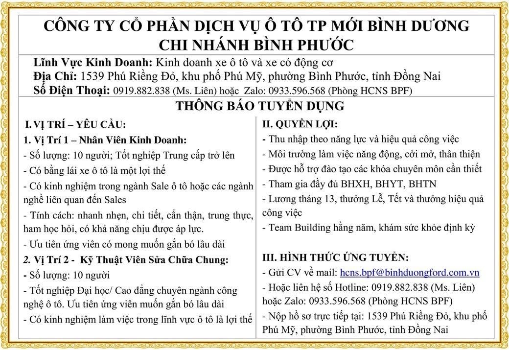 công ty cổ phần dịch vụ ô tô tp mới bình dương- chi nhánh bình phước
công ty chuyên buôn bán ô tô image