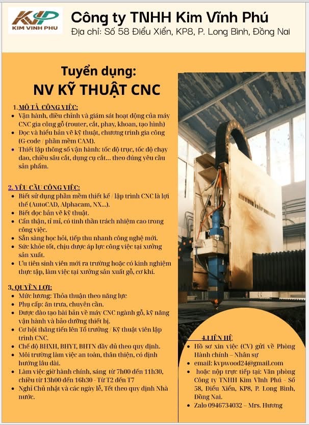 công ty TNHH kim vĩnh phú hình ảnh tuyển dụng