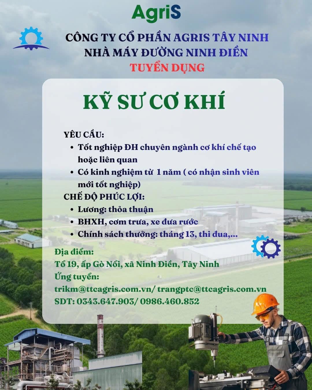 công ty cổ phần agris tây ninh, nhà máy đường ninh điền hình ảnh tuyển dụng