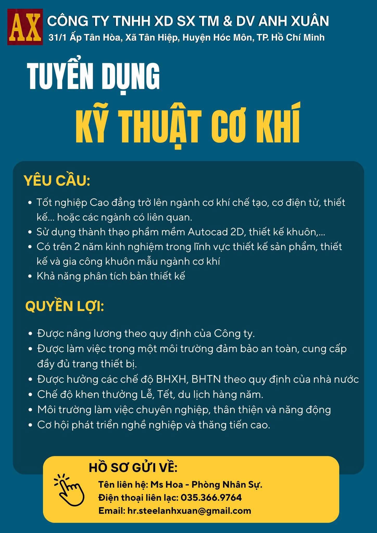 công ty TNHH xd sx tm& dv anh xuân
công ty chuyên gia công cơ khí image