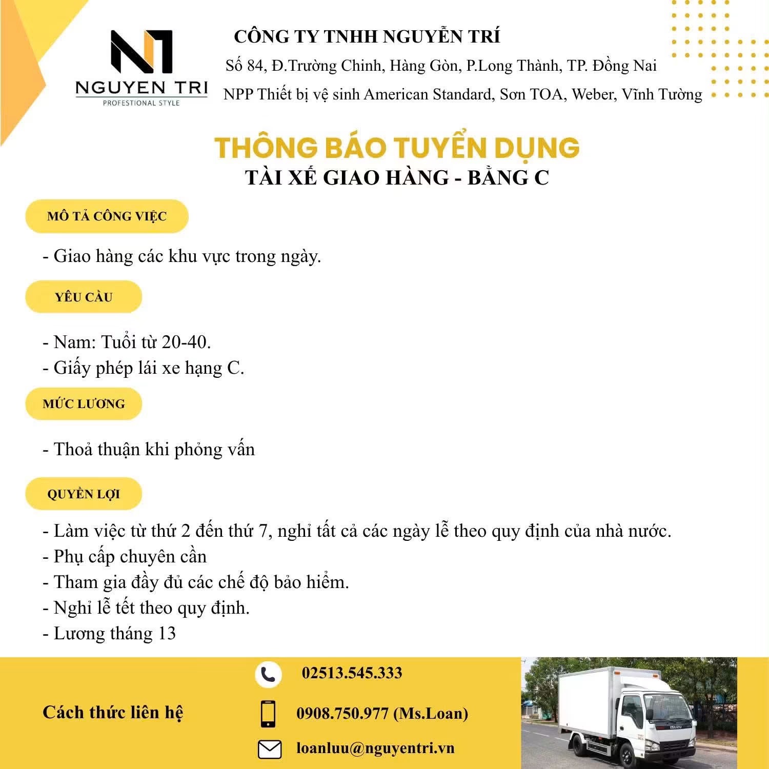 công ty TNHH nguyễn trí hình ảnh tuyển dụng