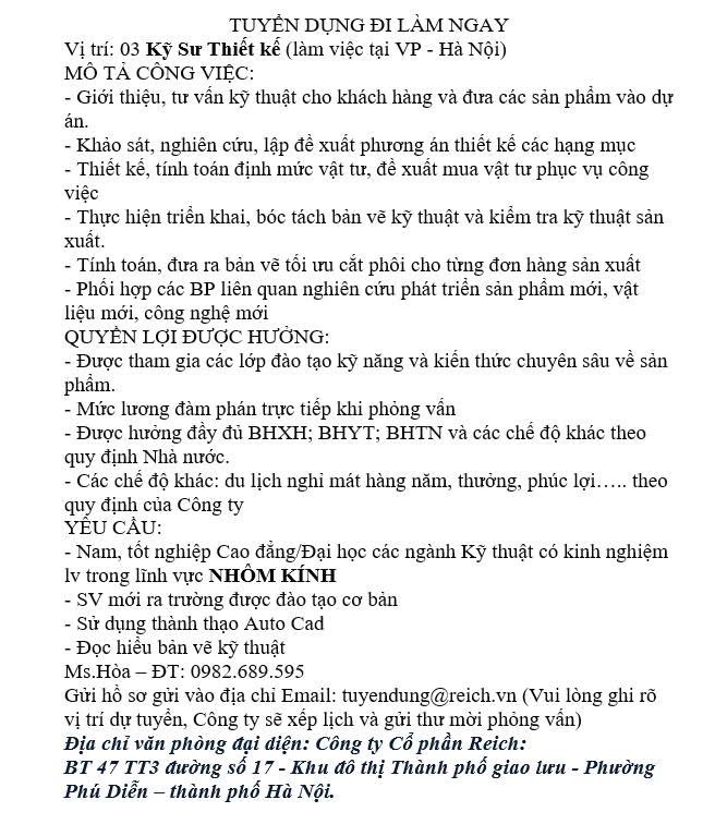 văn phòng công ty cổ phần reich
công ty chuyên sản xuất nhôm hệ.
 image