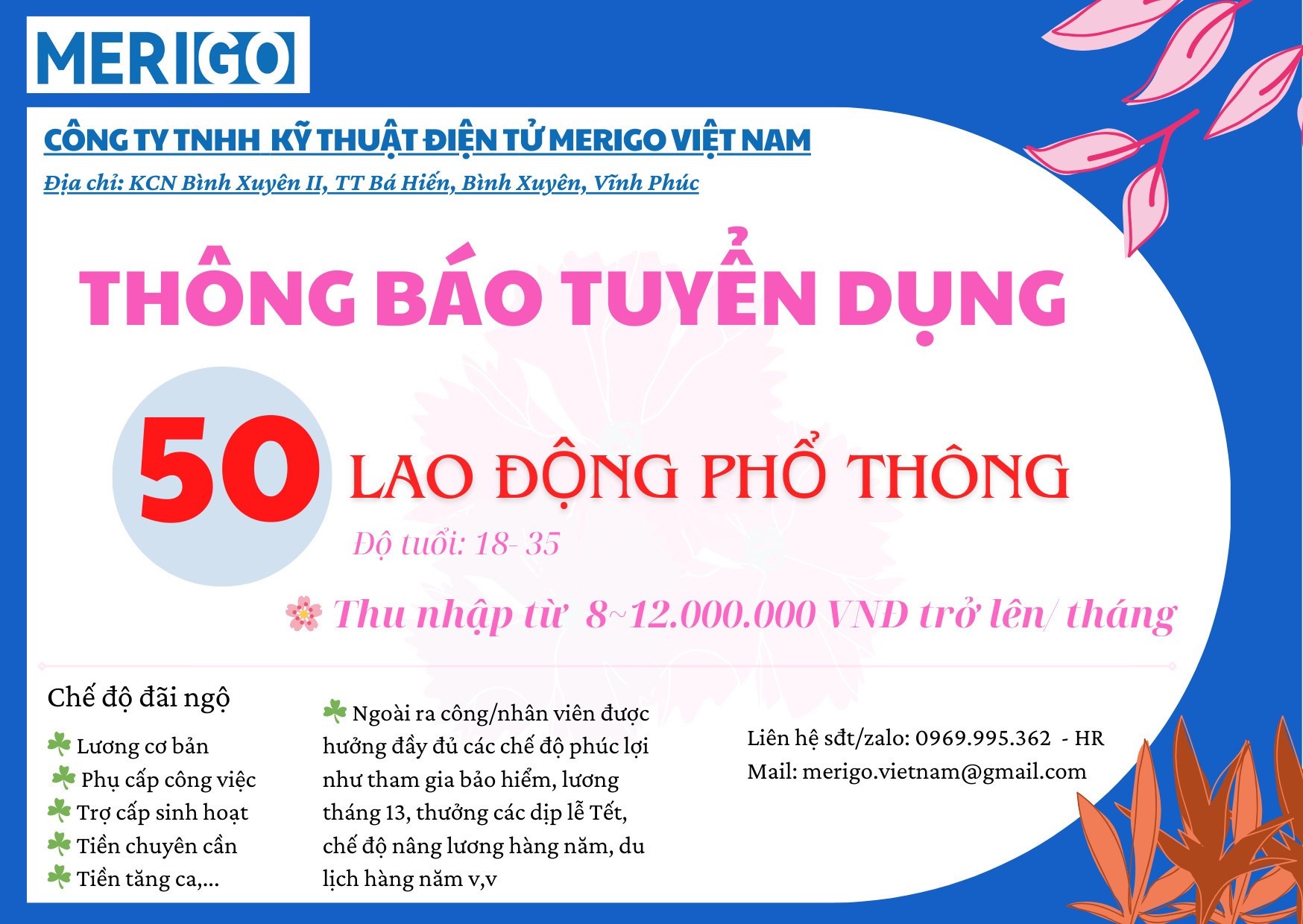 công ty TNHH kỹ thuật điện tử merico việt nam
công ty chuyên sản xuất linh kiện điện tử
 image