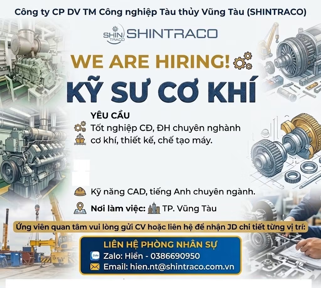 công ty cổ phần dịch vụ thương mại công nghiệp tàu thuỷ vũng tàu hình ảnh tuyển dụng
