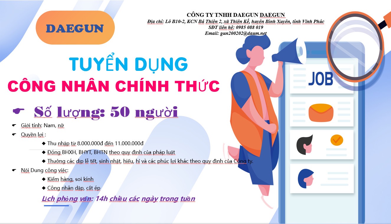 công ty TNHH daegun daegun hình ảnh tuyển dụng