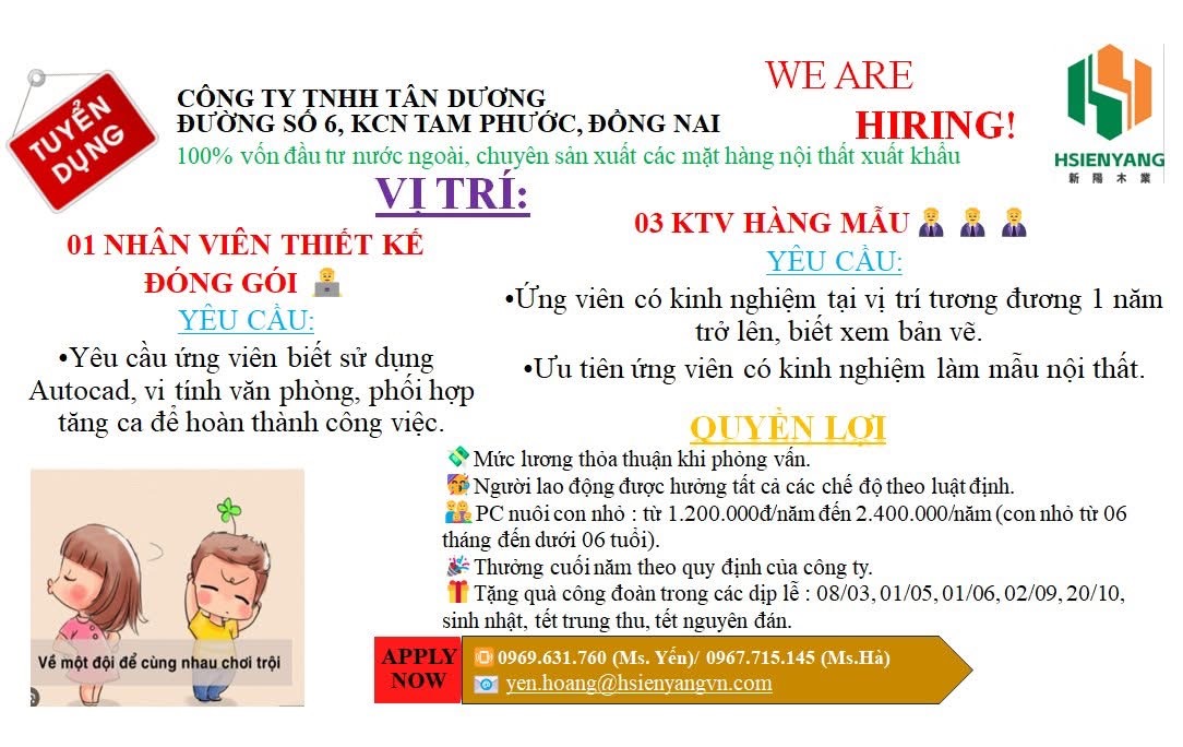 công ty TNHH tân dương
công ty có 100% vốn đài loan
chuyên sản xuất đồ gỗ image