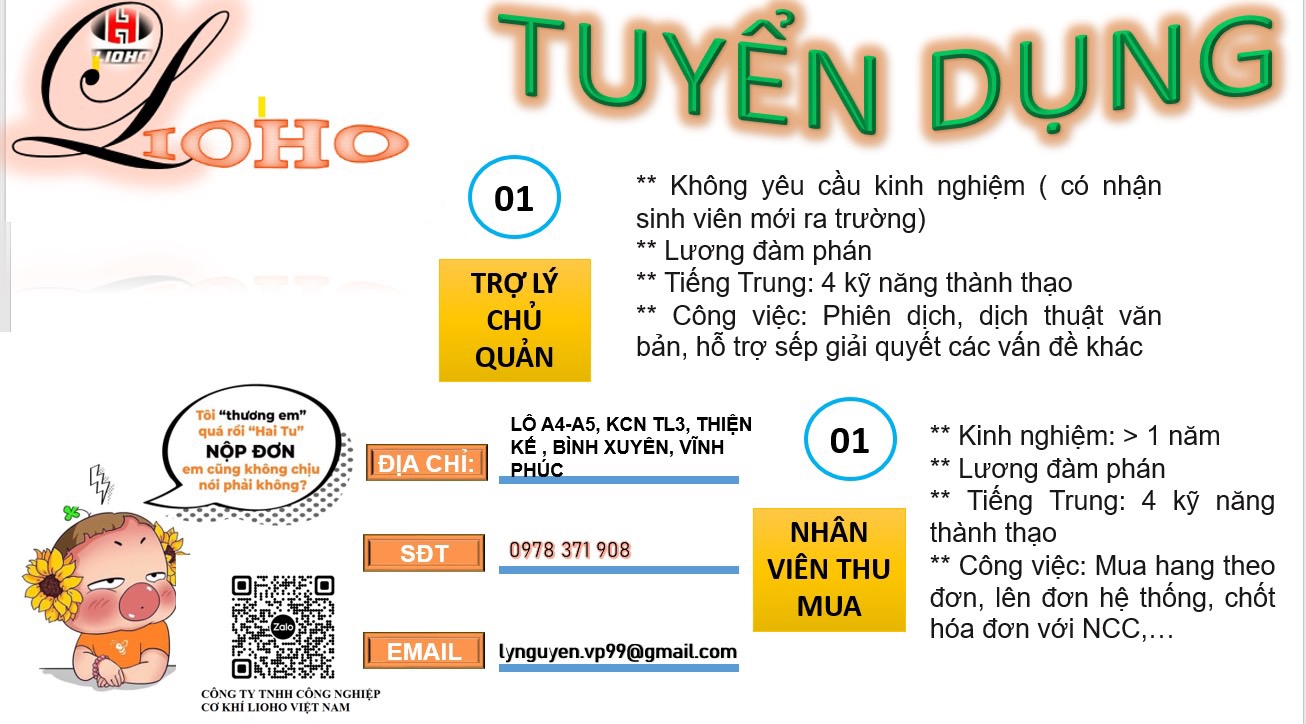 công ty TNHH công nghiệp cơ khí lioho việt nam hình ảnh tuyển dụng