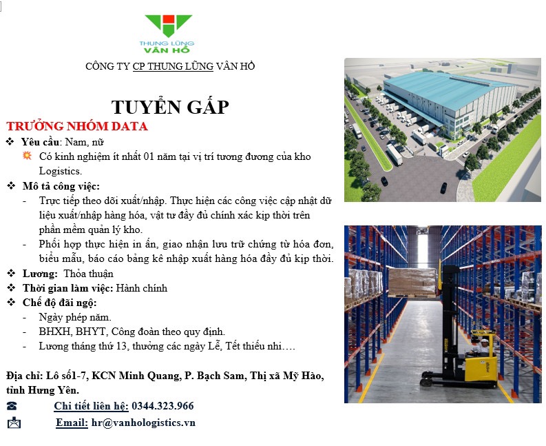 công ty cổ phần thung lũng vân hồ
công ty chuyên về logistics. image