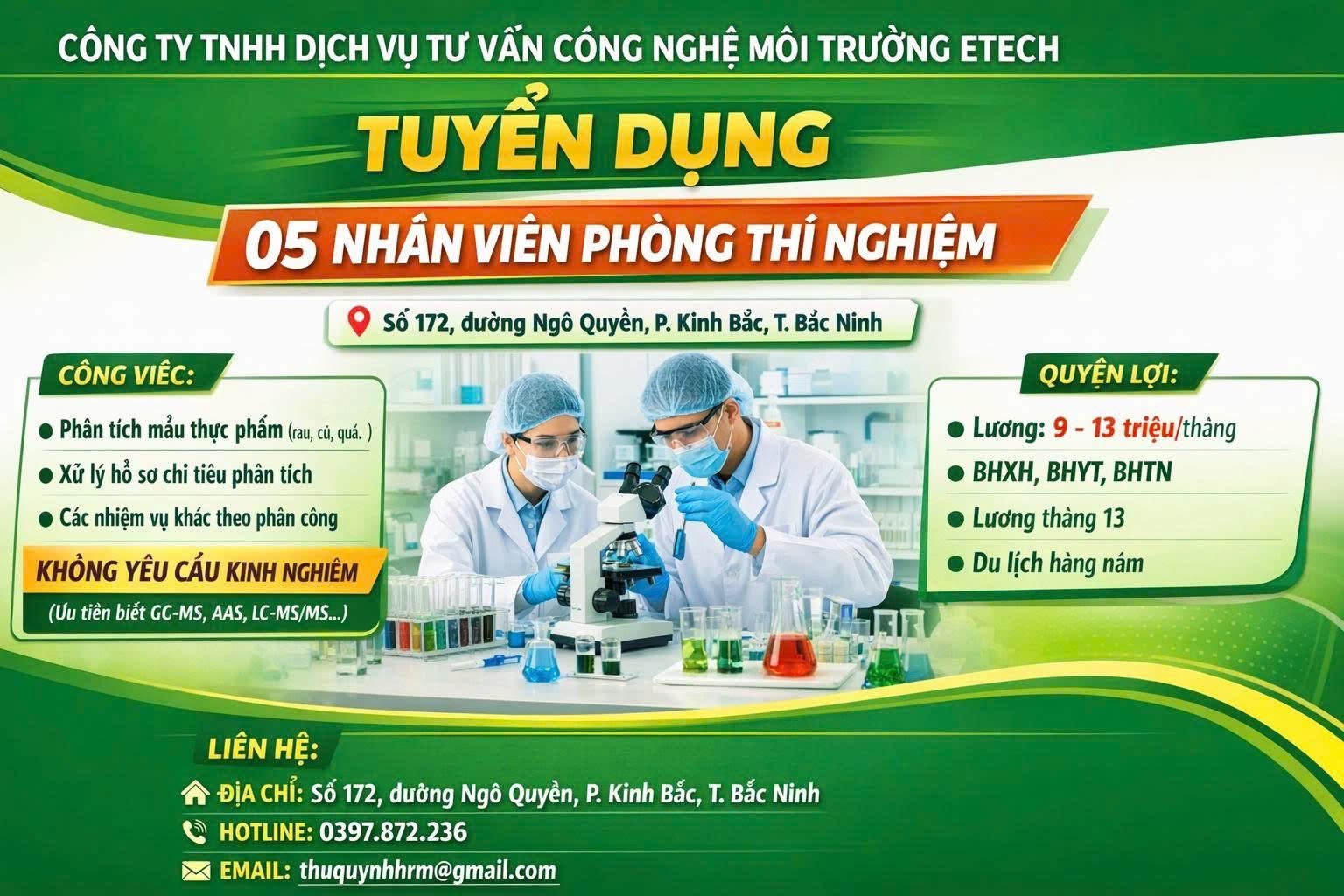 công ty TNHH dịch vụ tư vấn công nghệ môi trường etech hình ảnh tuyển dụng