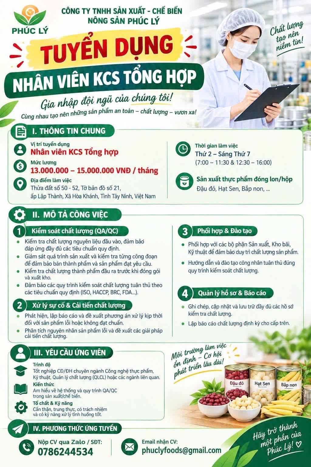 công ty TNHH sản xuất chế biến nông sản phúc lý hình ảnh tuyển dụng