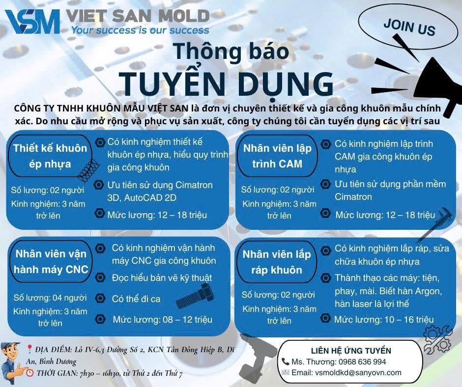công ty TNHH khuôn mẫu việt san hình ảnh tuyển dụng
