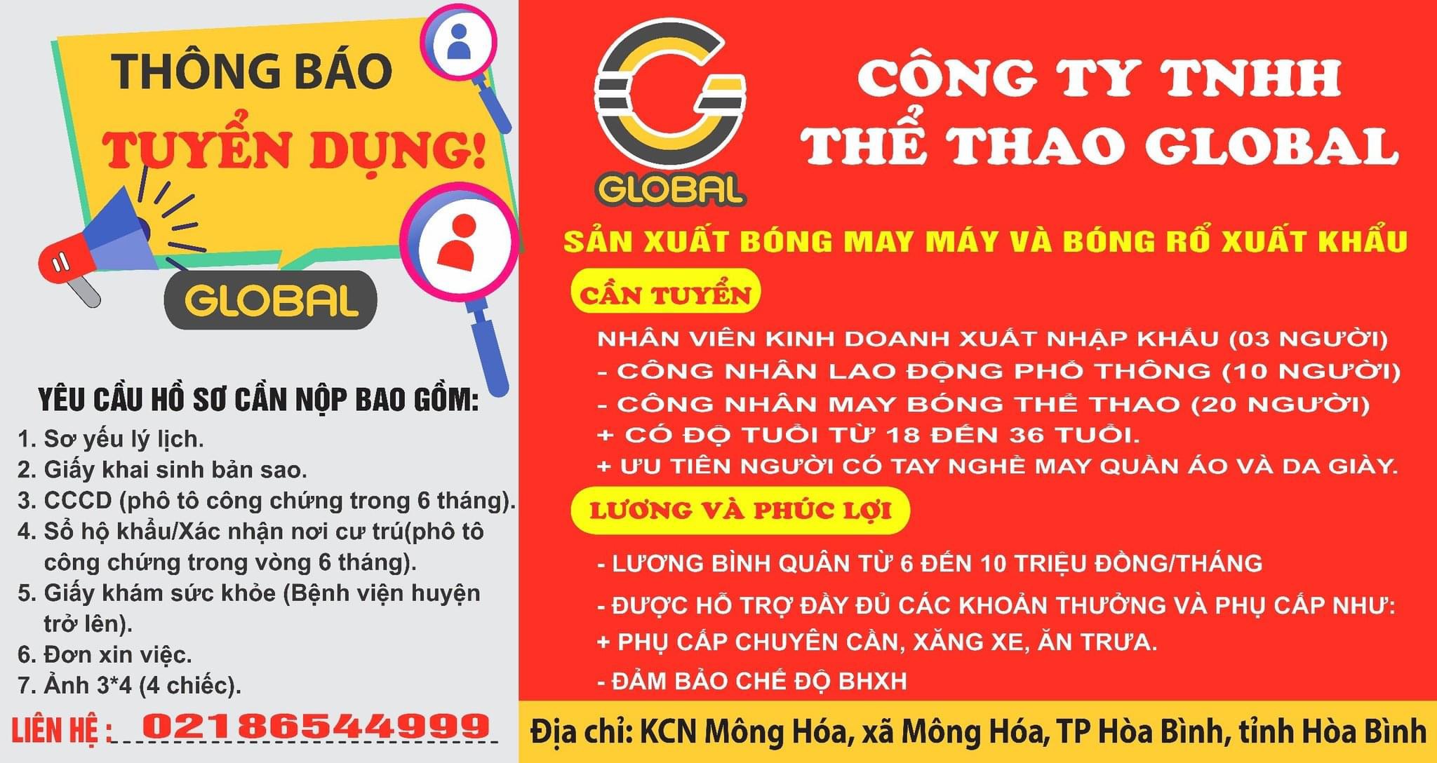 công ty TNHH thể thao global hình ảnh tuyển dụng