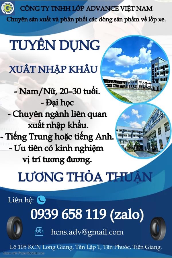 công ty TNHH lốp advace việt nam.
công ty chuyên sản xuất và phân phối các dòng sản phẩm về lốp xe.
 image