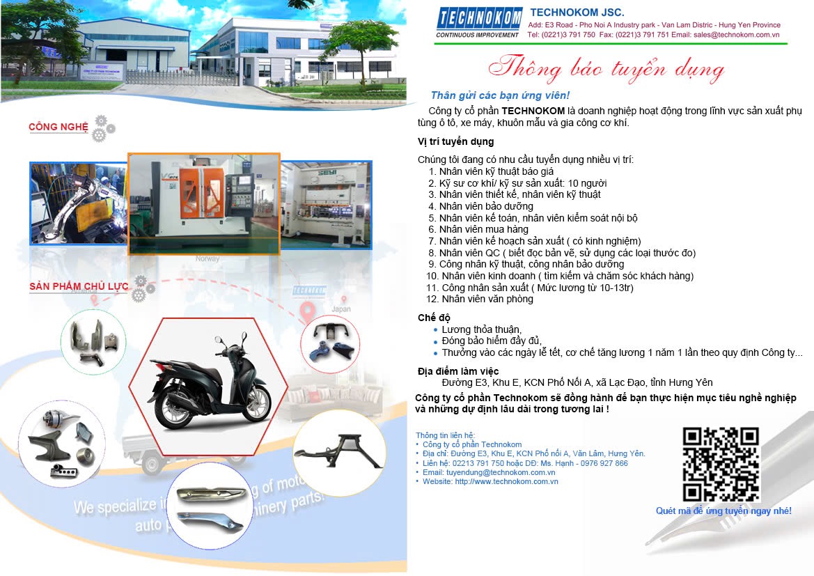 công ty cổ phần technokom việt nam hình ảnh tuyển dụng