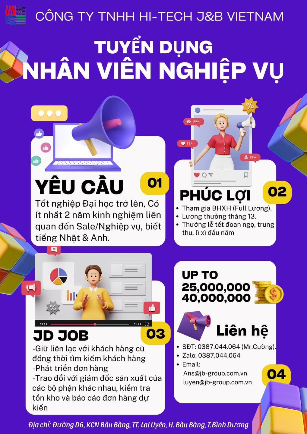 công ty TNHH hi-tech j&b việt nam.
công ty có 100% vốn nước ngoài.
công ty chuyên sản xuất dán màng, chống nước.. image