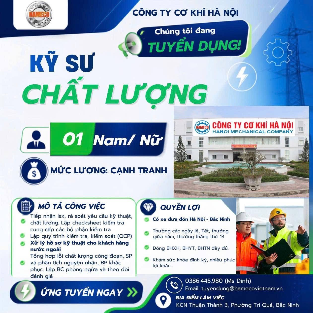 công ty TNHH MTV cơ khí hà nội chi nhánh bắc ninh hình ảnh tuyển dụng