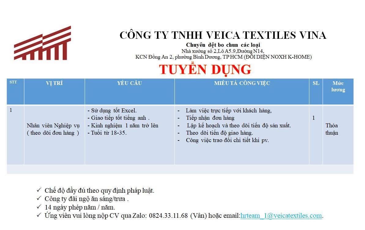 công ty TNHH veica textiles vina
công ty có 100% vốn nước ngoài.
chuyên sản xuất sản phẩm dệt may như cổ áo dệt kim, bo tay áo, vải dệt image