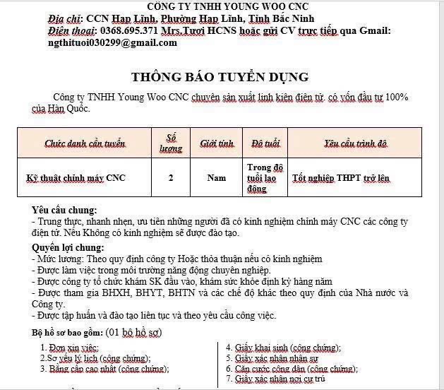 công ty TNHH young woo cnc
công ty có 100% vốn hàn quốc
chuyên sản xuất linh kiện điện tử image