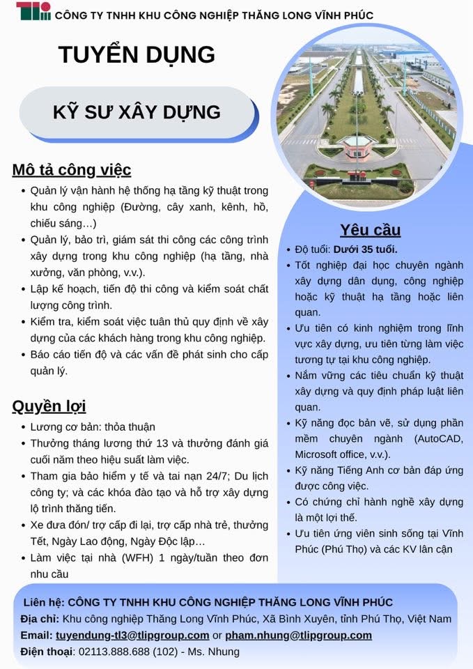 công ty TNHH khu công nghiệp thăng long vĩnh phúc hình ảnh tuyển dụng