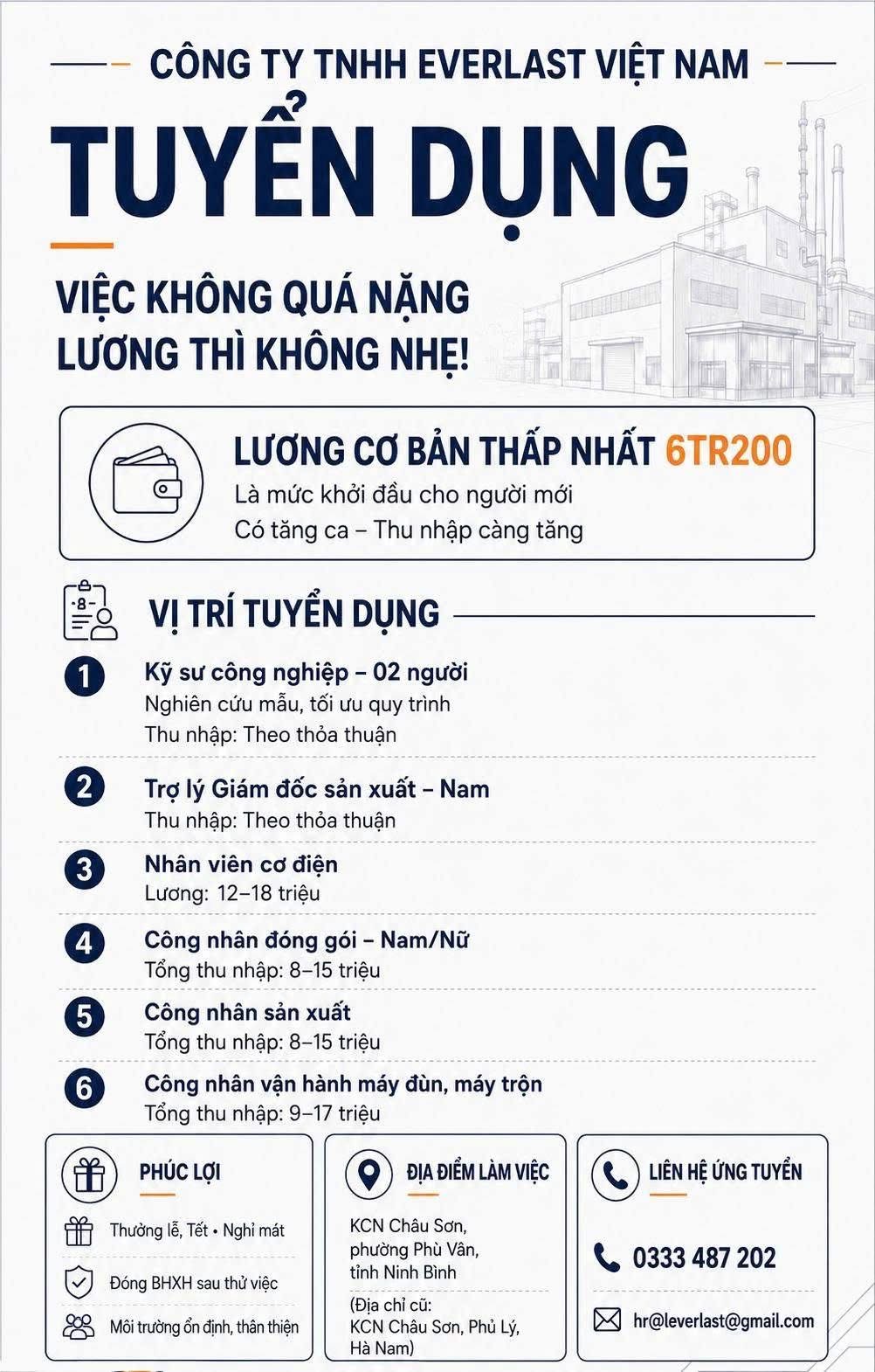 công ty TNHH everlast việt nam hình ảnh tuyển dụng